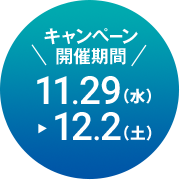 キャンペーン開催期間11.29(水)から12.2(土)