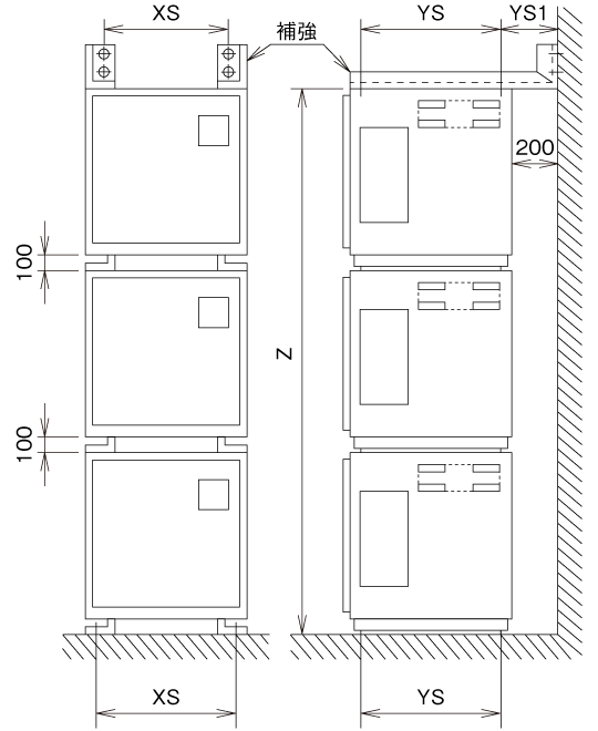 三段積外形図