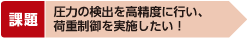 圧力の検出を高精度に行い、荷重制御を実施したい！