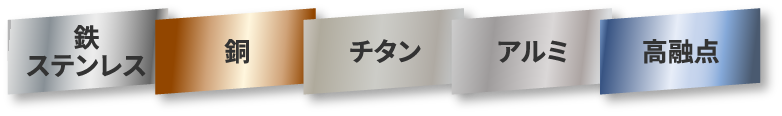 鉄ステンレス 銅 チタン アルミ 高融点